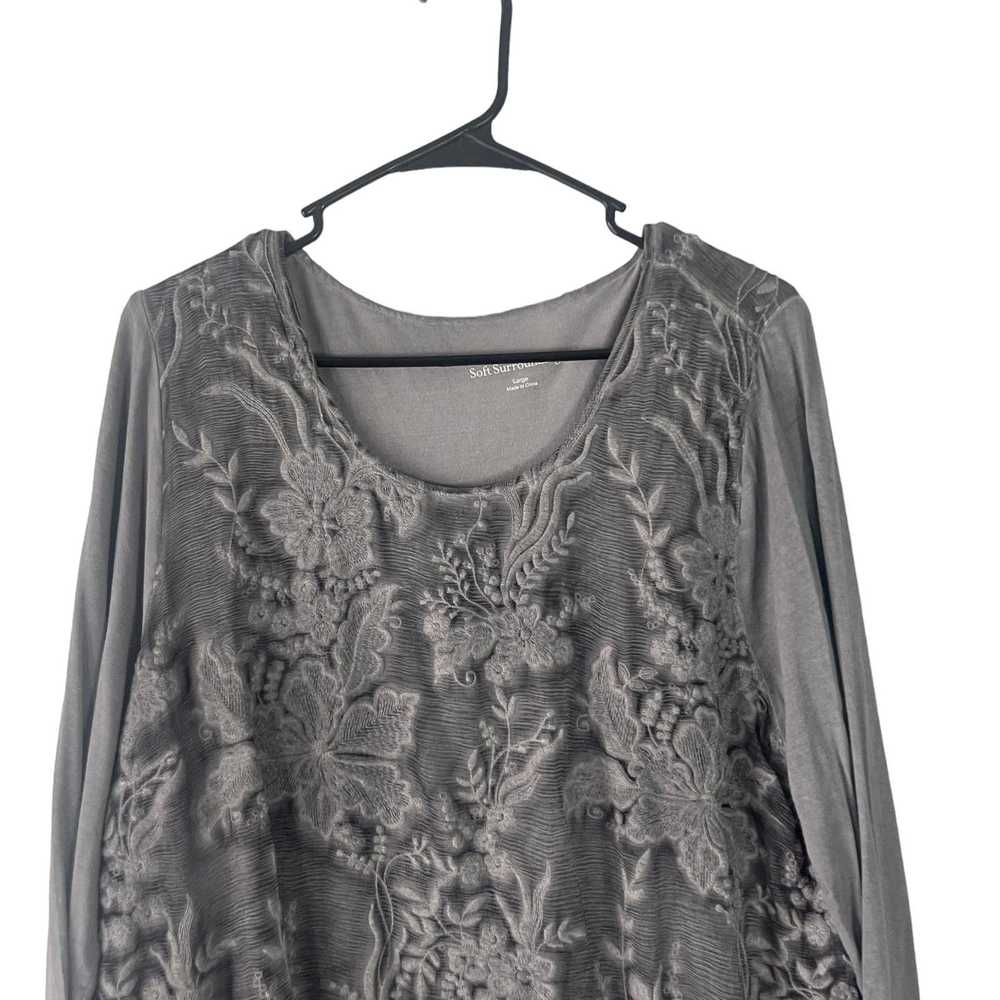 Other Soft Surroundings Women Large Grey Floral A… - image 2