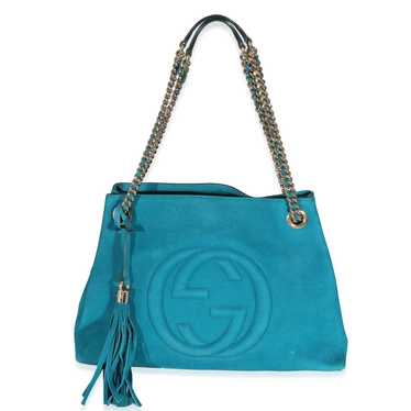 Gucci Gucci Blue Nubuck Medium Soho Chain Tote