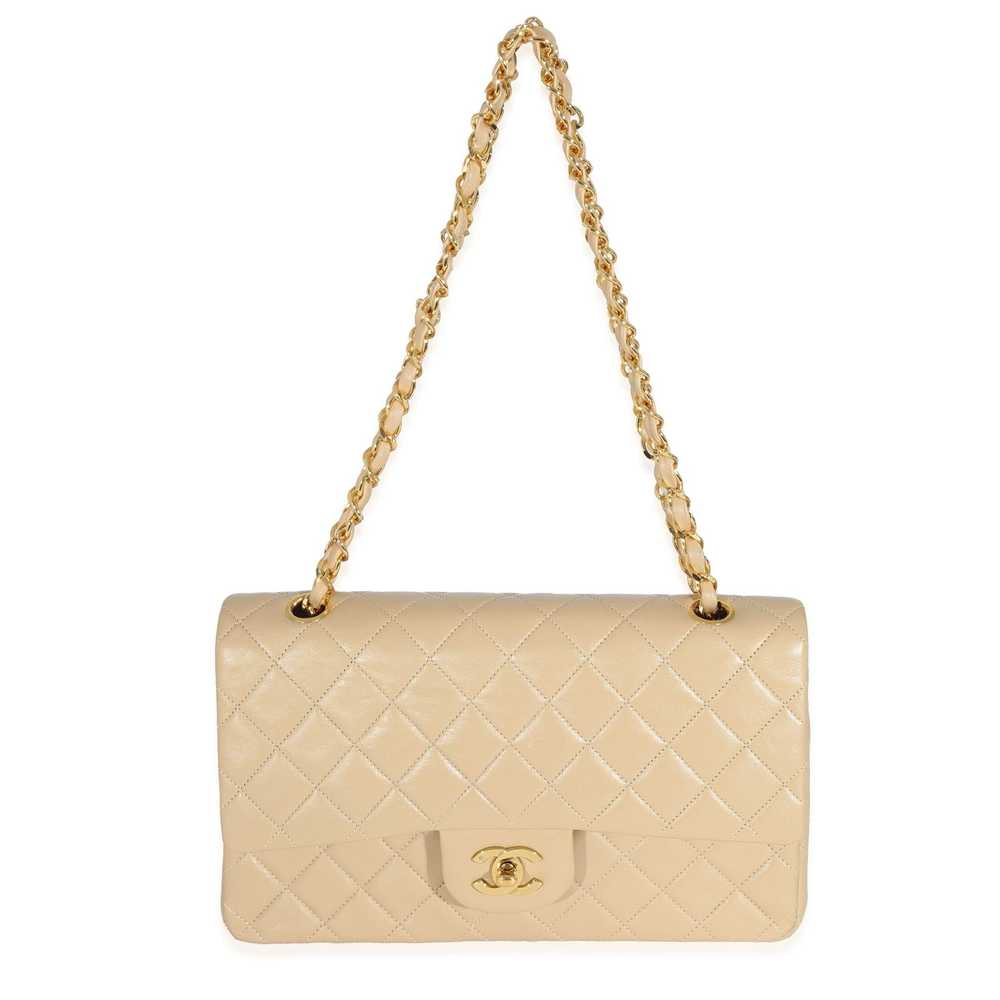 Chanel Chanel Vintage Beige Quilted Lambskin Clas… - image 7
