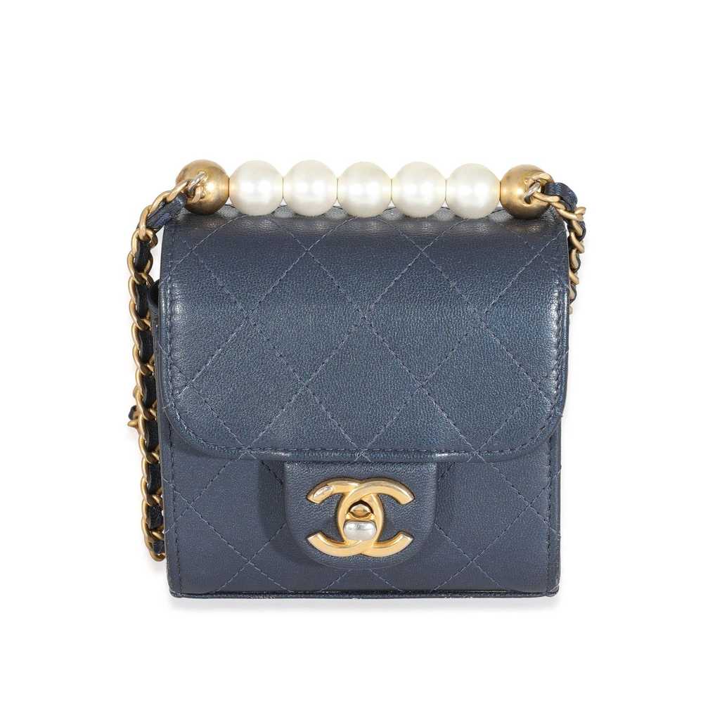 Chanel Chanel Navy Goatskin Chic Pearls Mini Flap… - image 1