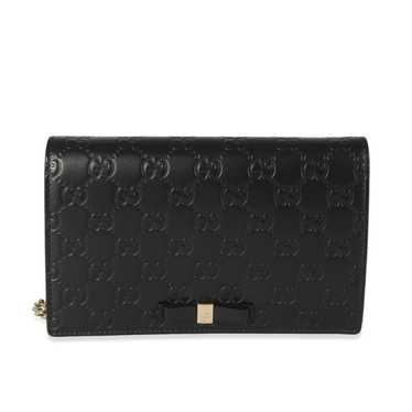 Gucci Gucci Black Leather Guccissima Bow Chain Wa… - image 1