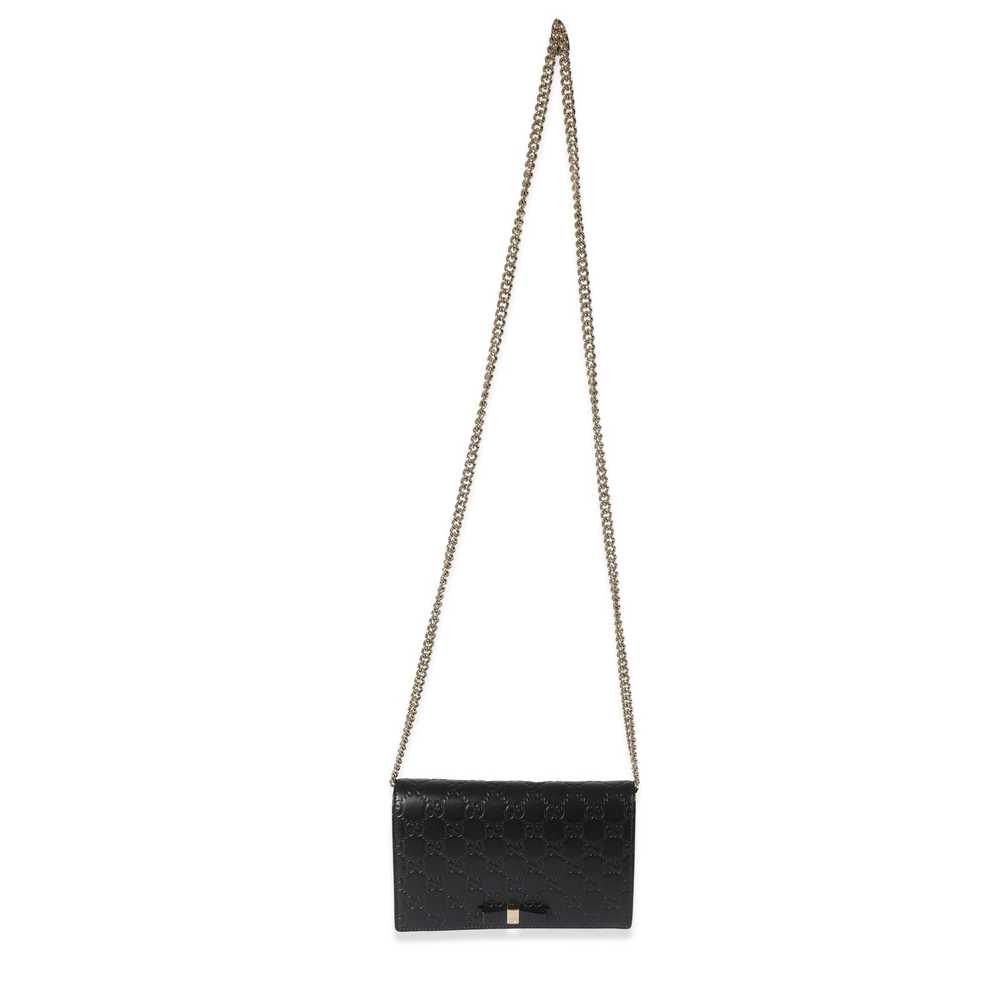 Gucci Gucci Black Leather Guccissima Bow Chain Wa… - image 8