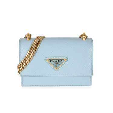 Prada Prada Blue Saffiano Card Holder With Chain - image 1