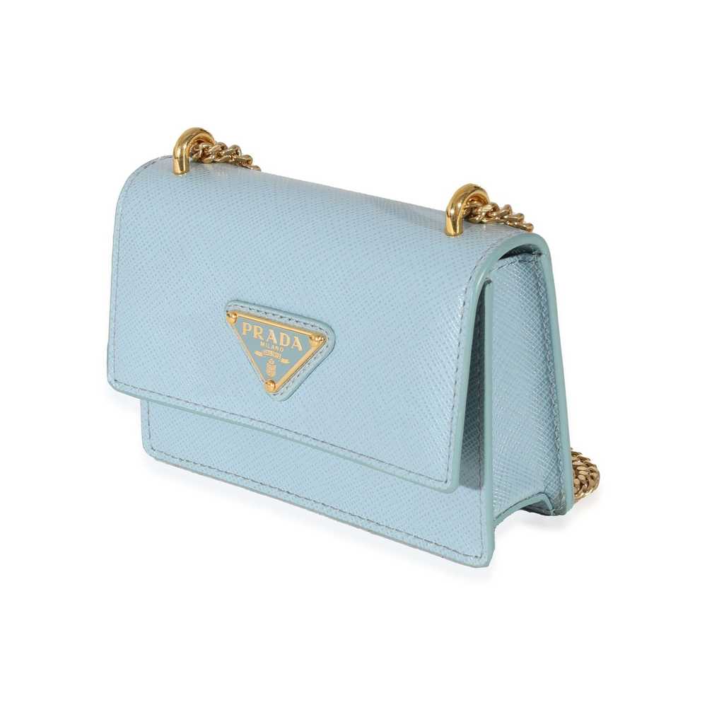 Prada Prada Blue Saffiano Card Holder With Chain - image 2