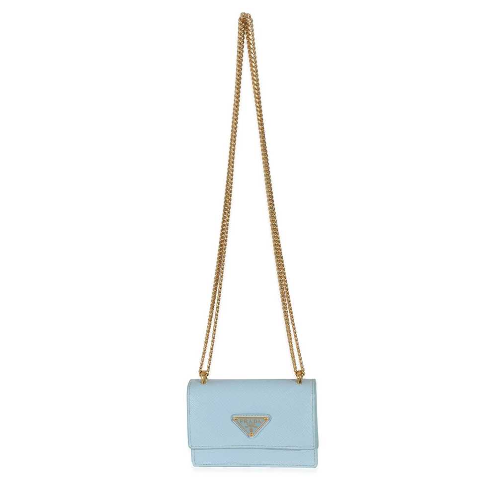 Prada Prada Blue Saffiano Card Holder With Chain - image 3