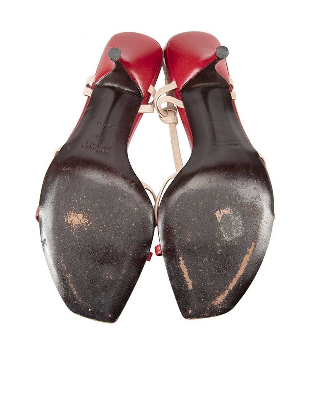 Miu Miu Vintage Nude Leather Bow Heeled Sandals - image 4