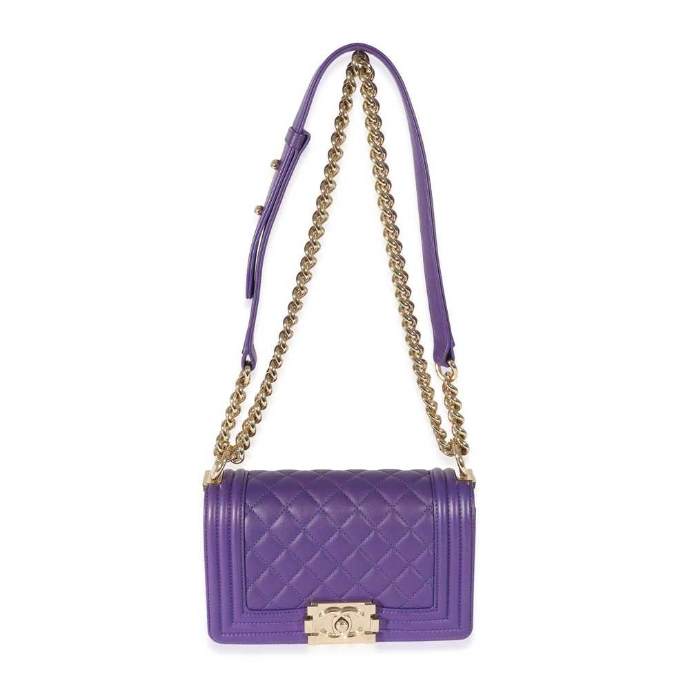 Chanel Chanel Purple Lambskin Small Boy Bag - image 4