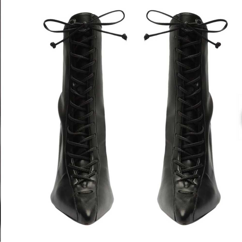 Schutz Tennie Lace Up Leather Black Bootie 7 Heel… - image 5