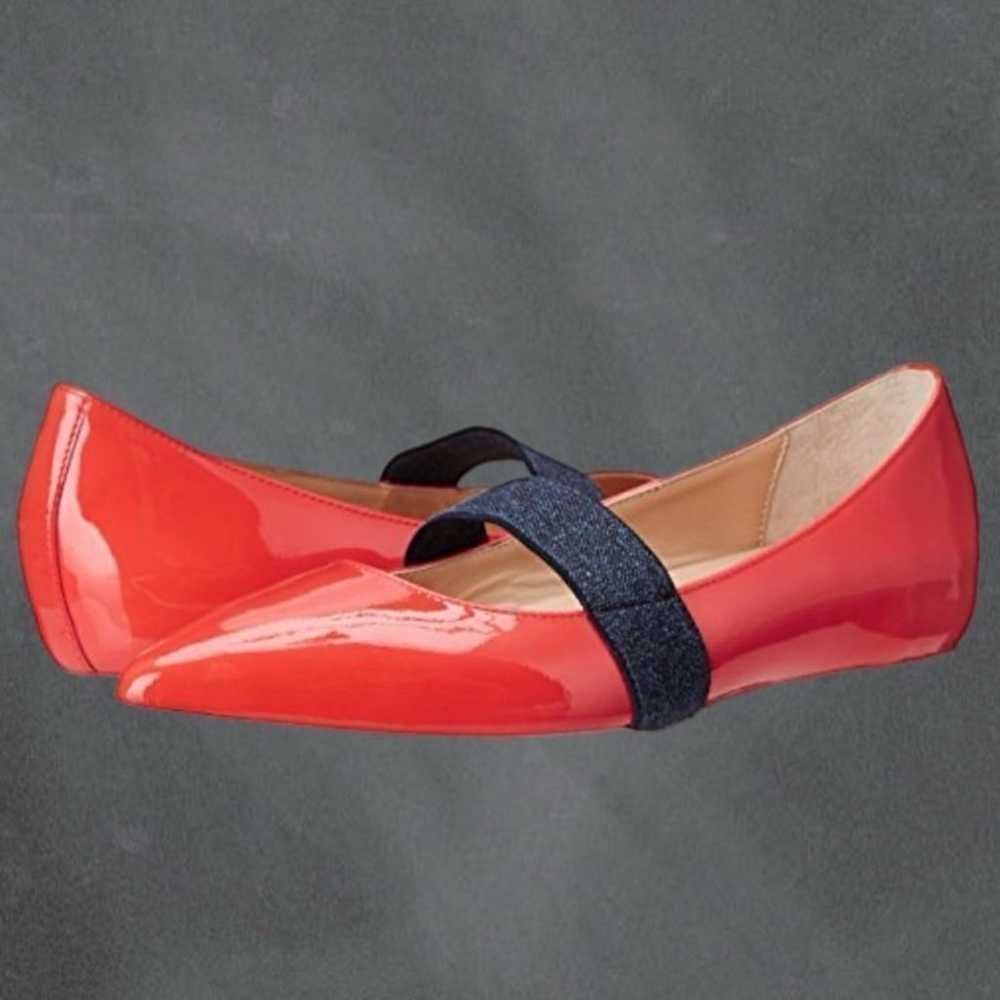 "Dora" Ballet Flat in Coral Patent Leather by des… - image 1