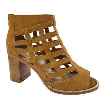 Sbicca Telly Tan Suede Caged Peep Toe Block Heel S