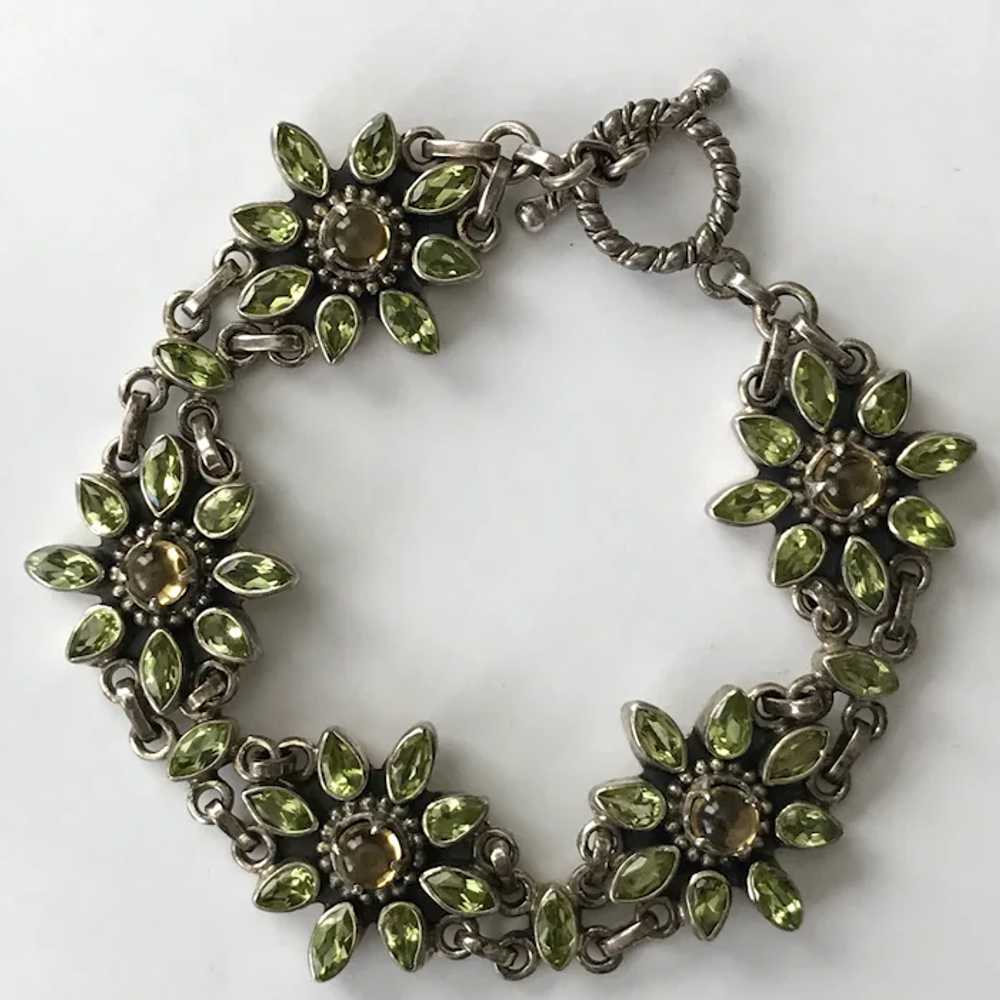 Gorgeous Sterling Silver Peridot and Citrine Flor… - image 10