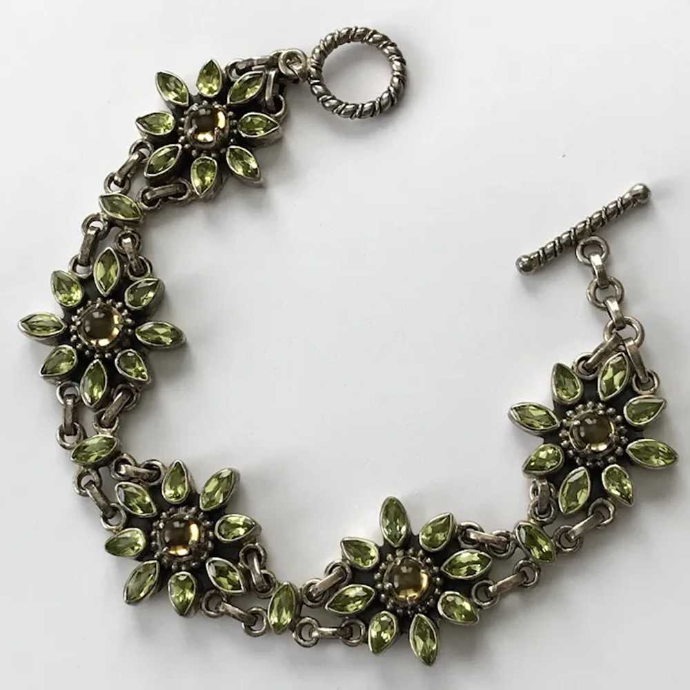 Gorgeous Sterling Silver Peridot and Citrine Flor… - image 11