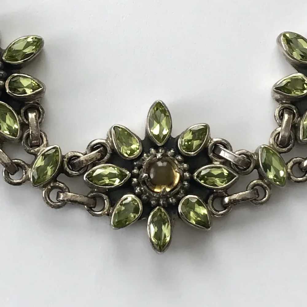 Gorgeous Sterling Silver Peridot and Citrine Flor… - image 12