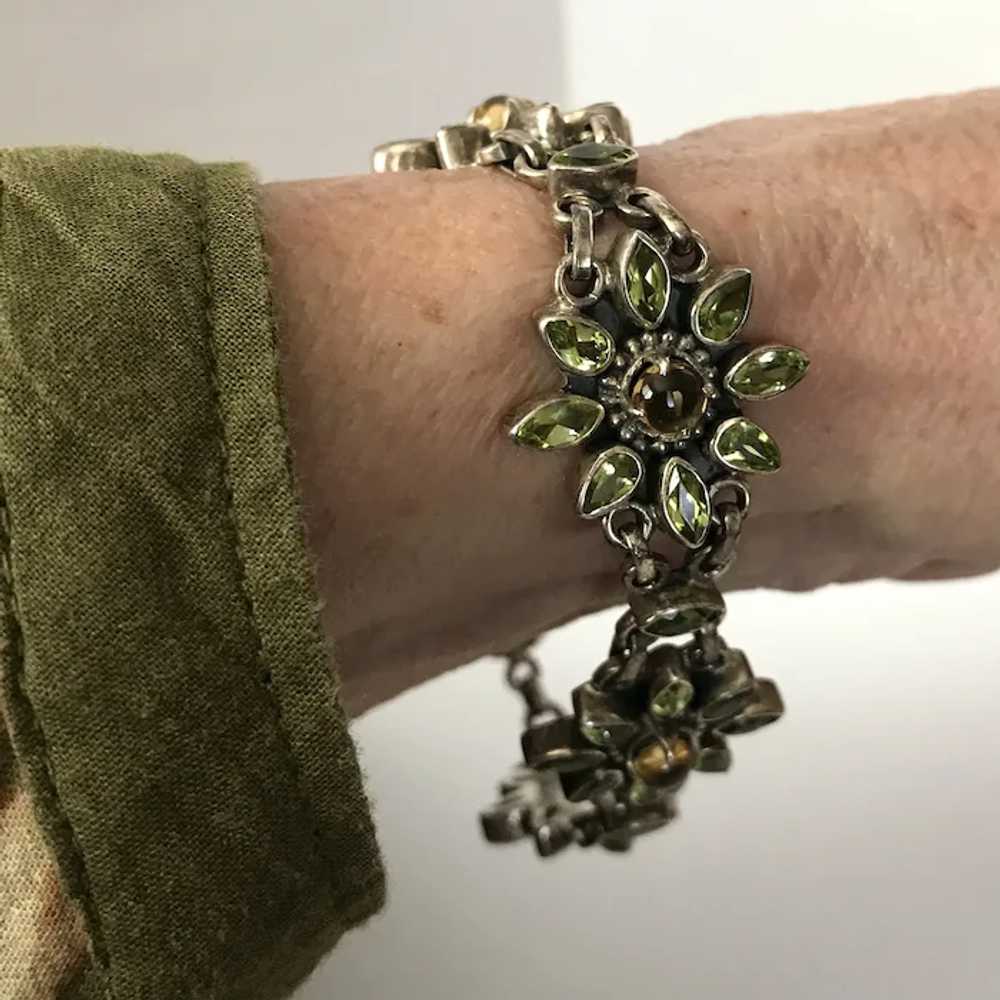 Gorgeous Sterling Silver Peridot and Citrine Flor… - image 6