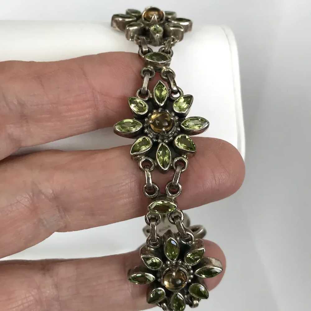 Gorgeous Sterling Silver Peridot and Citrine Flor… - image 9