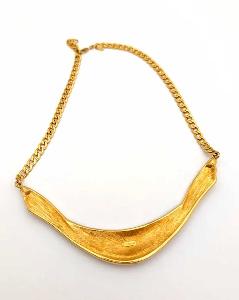 Monet Black Enamel Gold Tone Choker Necklace - image 5