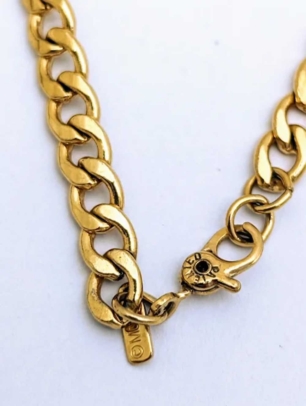 Monet Black Enamel Gold Tone Choker Necklace - image 6