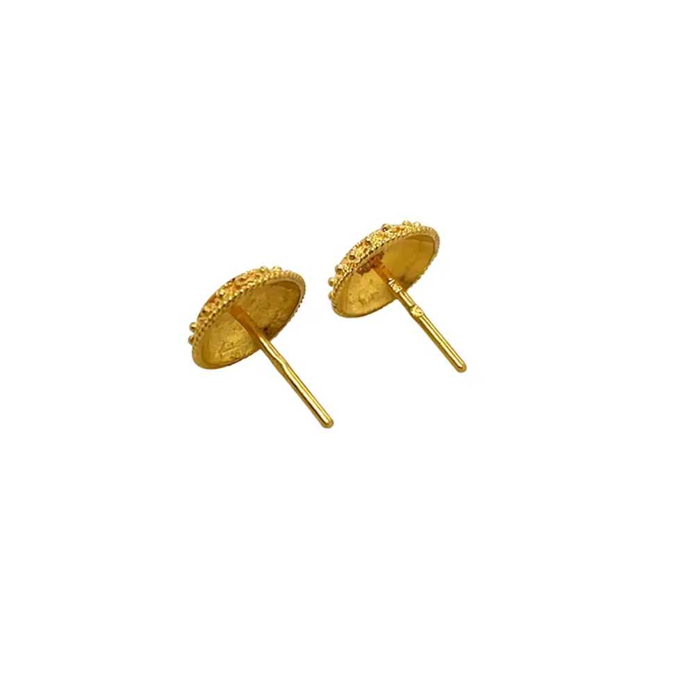 18K Yellow Gold Enamel Earring - image 2