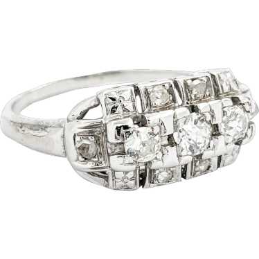 Vintage .50ctw Old Mine Cut Diamond Ring In White… - image 1