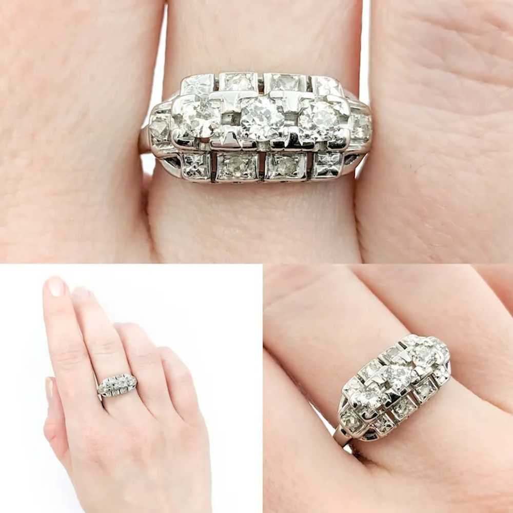 Vintage .50ctw Old Mine Cut Diamond Ring In White… - image 3