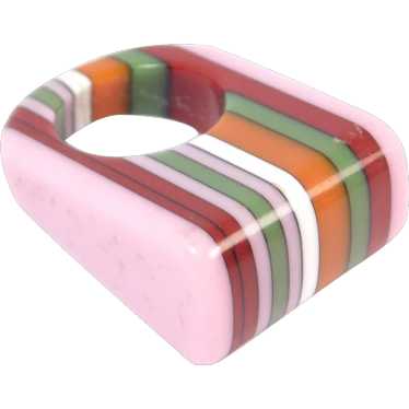 Retro 19 Striped Colorful Candy Ring Acrylic Resin - image 1