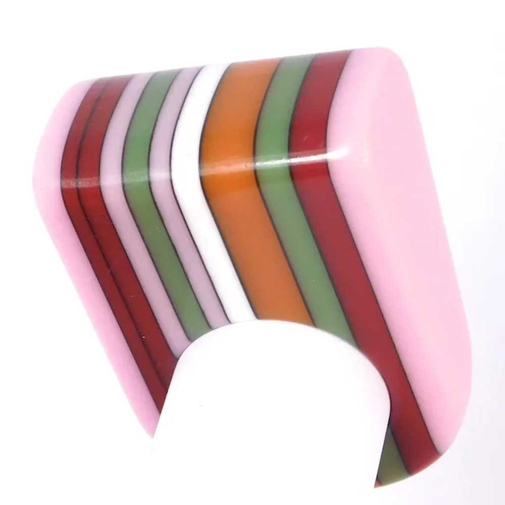 Retro 19 Striped Colorful Candy Ring Acrylic Resin - image 2