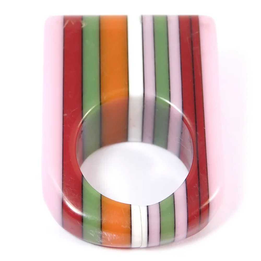 Retro 19 Striped Colorful Candy Ring Acrylic Resin - image 5