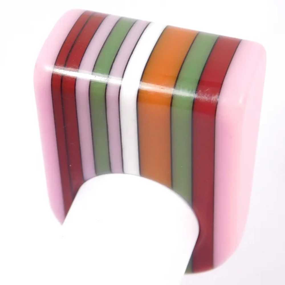 Retro 19 Striped Colorful Candy Ring Acrylic Resin - image 6