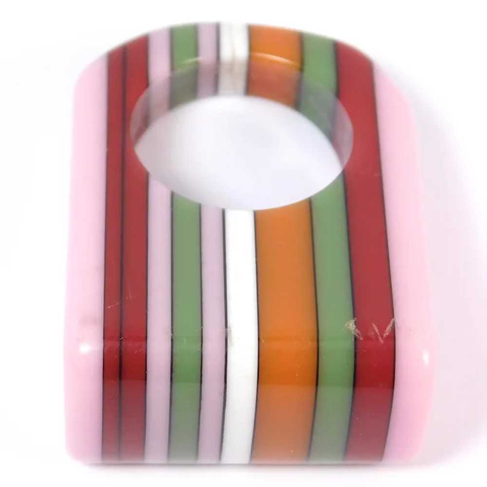 Retro 19 Striped Colorful Candy Ring Acrylic Resin - image 8
