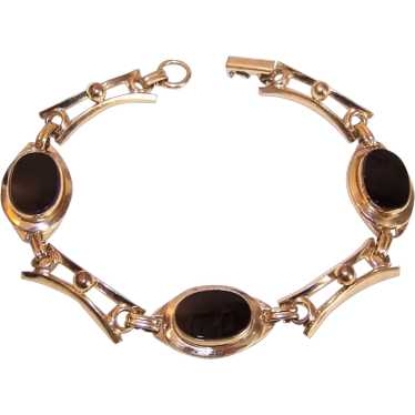 Gold Filled Black Onyx Link Bracelet