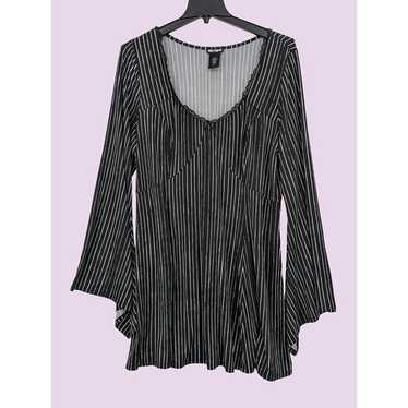 Hot Topic Pinstripe Scoop Neck Long Bell Sleeve W… - image 1