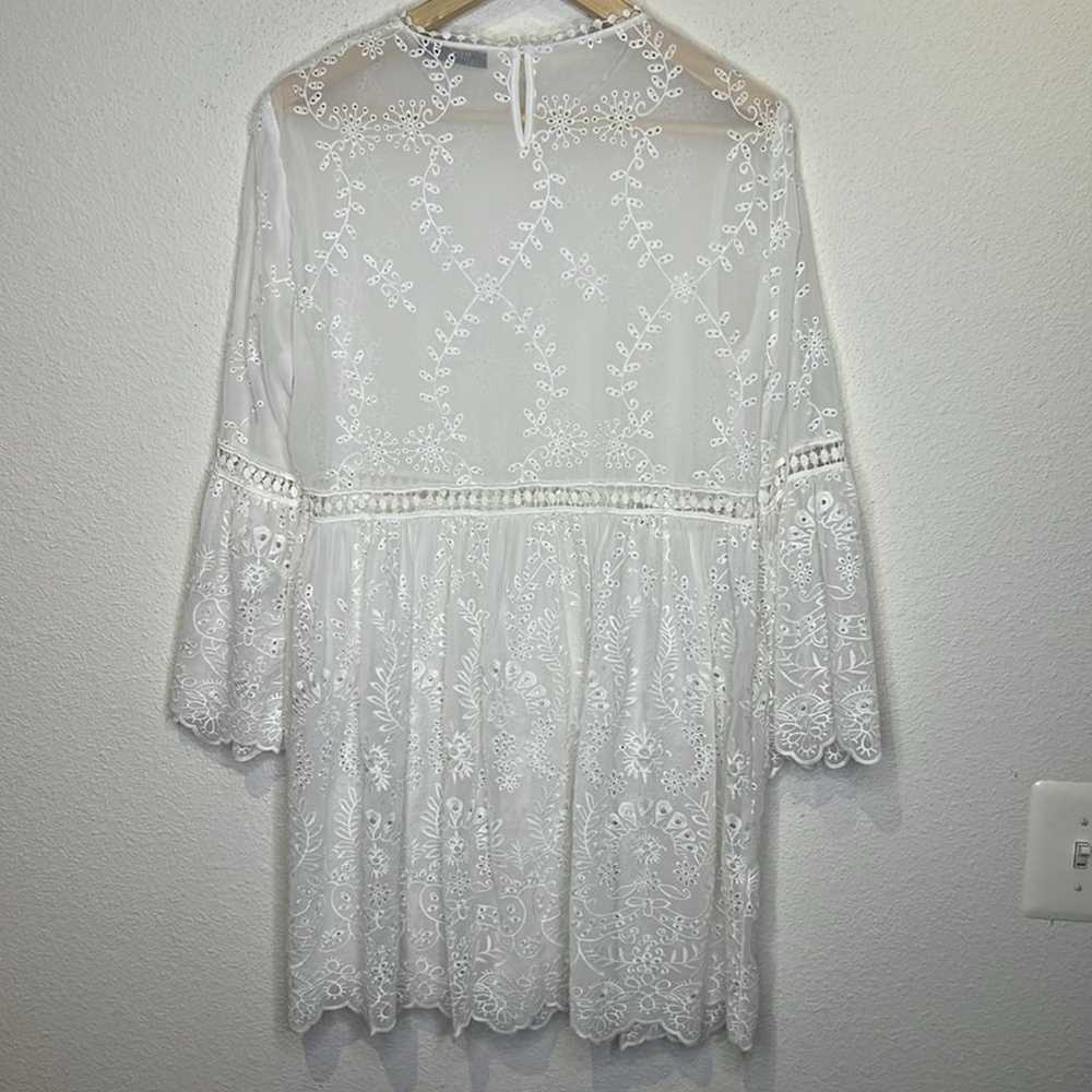 Zara chiffon white lace dress size Large - image 3