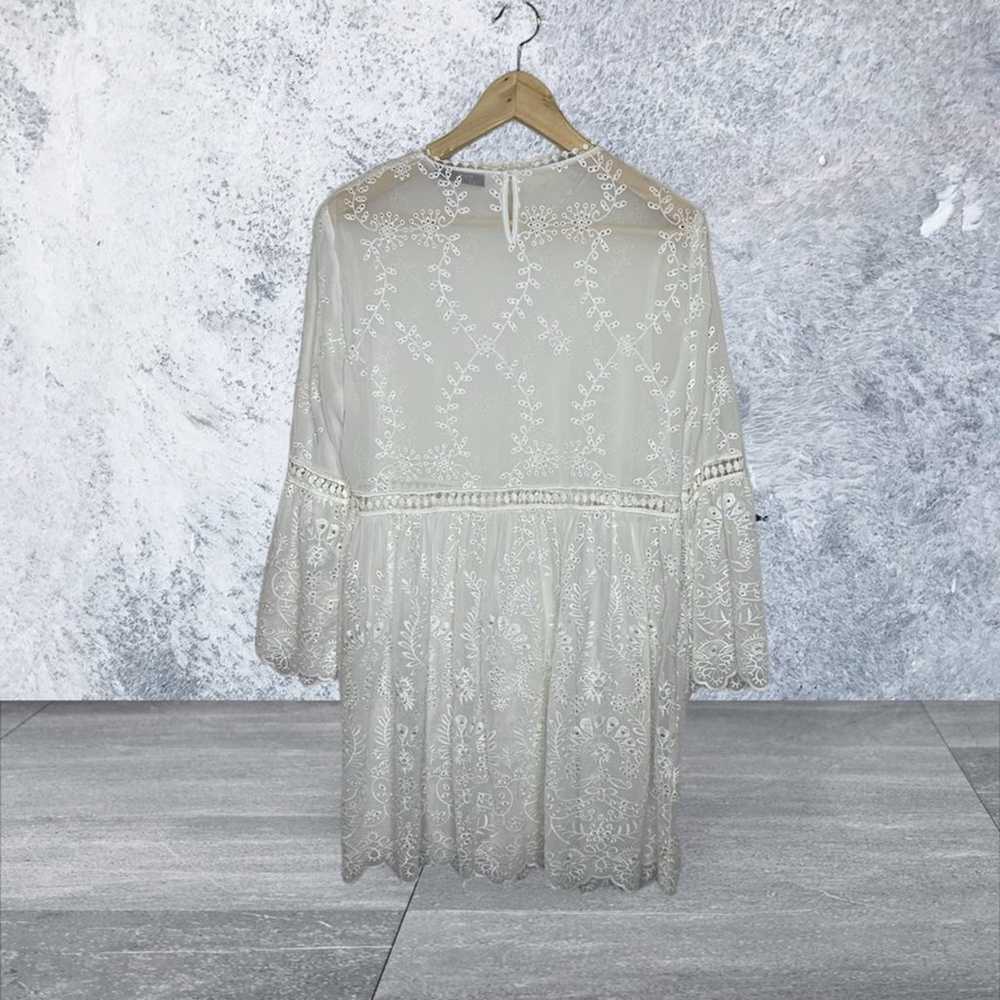 Zara chiffon white lace dress size Large - image 4