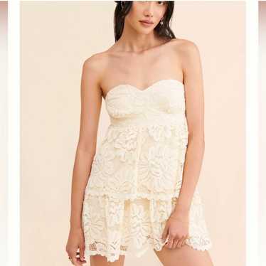 Anthropologie Maeve Strapless Lace Mini Dress