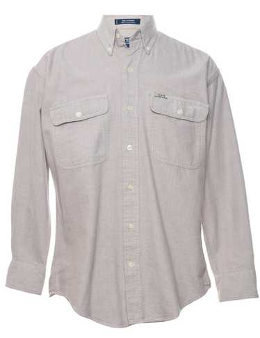 Chaps Grey Herringbone Tweed Flannel Shirt - S - image 1