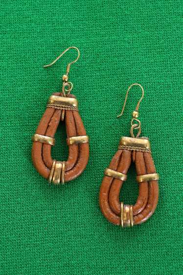 Leather Wrapped Chunky Earrings
