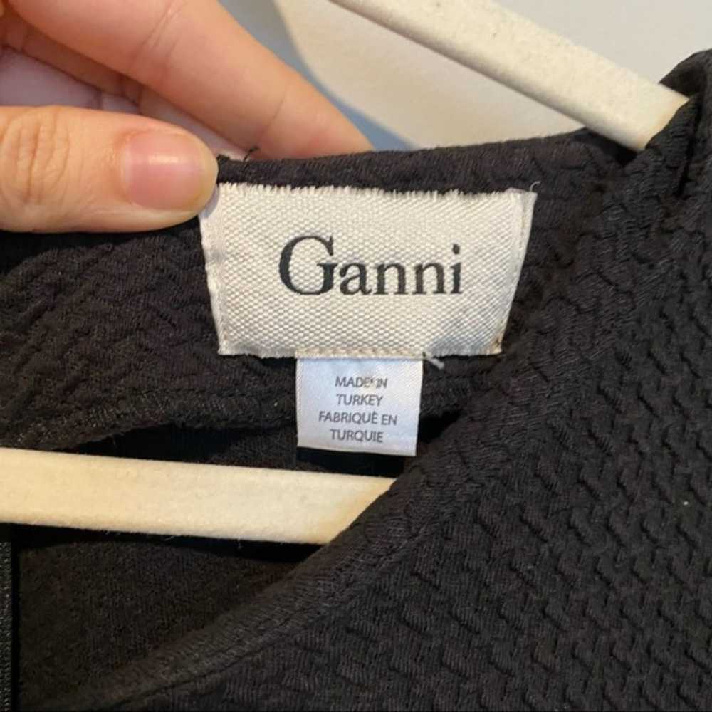Ganni Women's Black Textured A-Line Short Sleeve … - image 5
