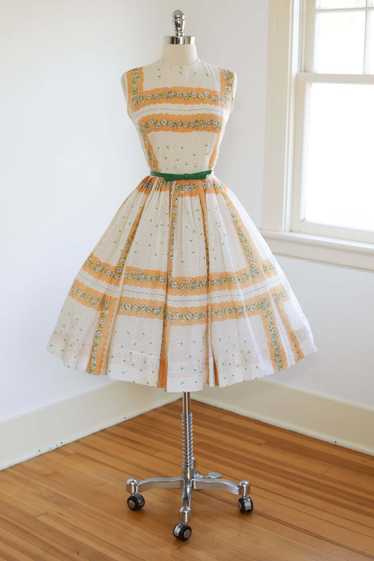 Vintage 1950s Dress - PRETTY Voile Cotton Jerry Gi