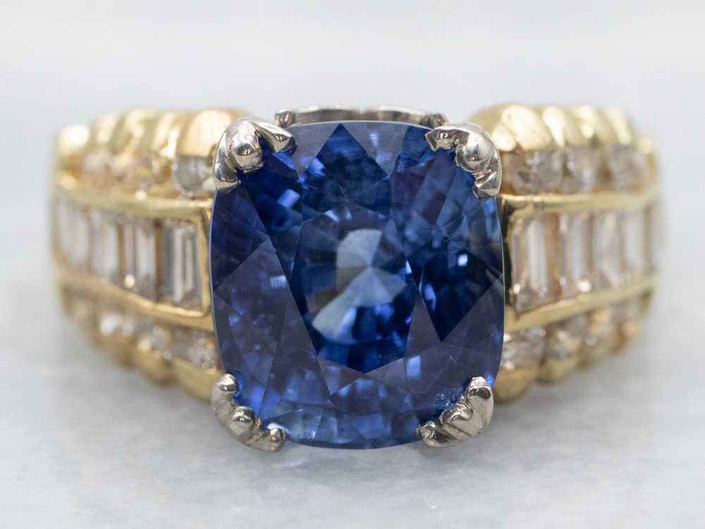 Modern Sapphire and Diamond Anniversary Ring - image 1