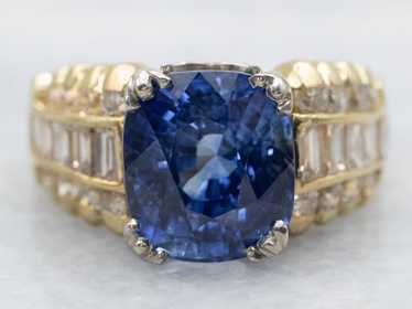 Modern Sapphire and Diamond Anniversary Ring - image 1