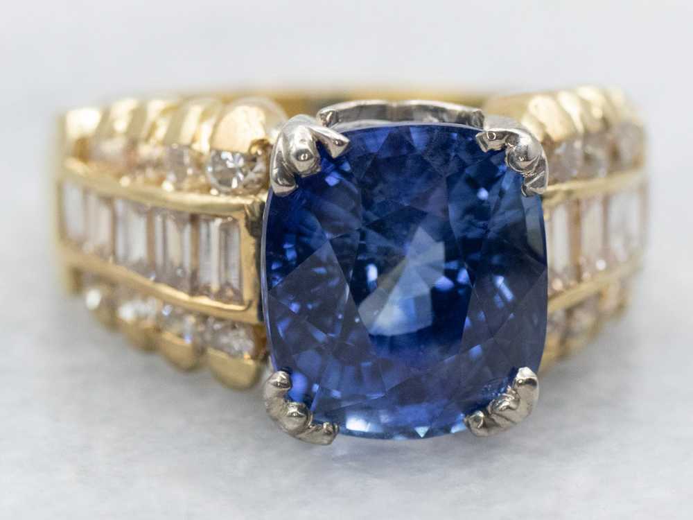 Modern Sapphire and Diamond Anniversary Ring - image 2