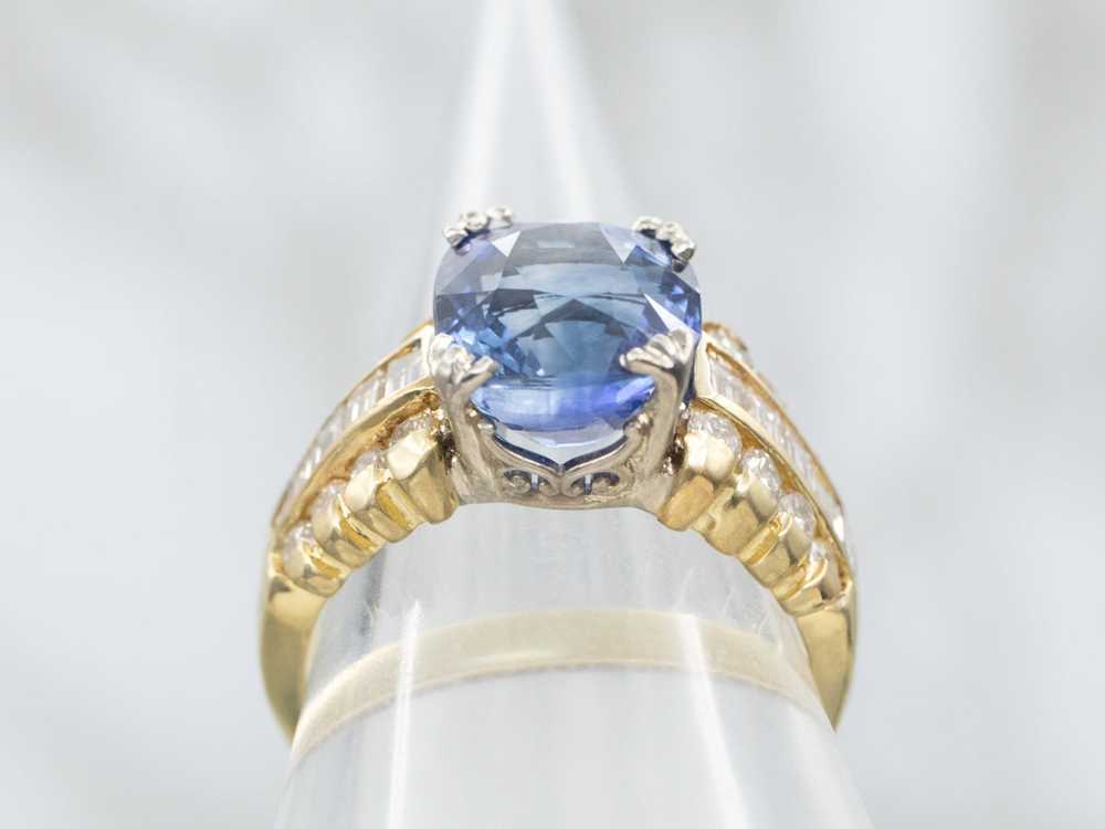 Modern Sapphire and Diamond Anniversary Ring - image 3