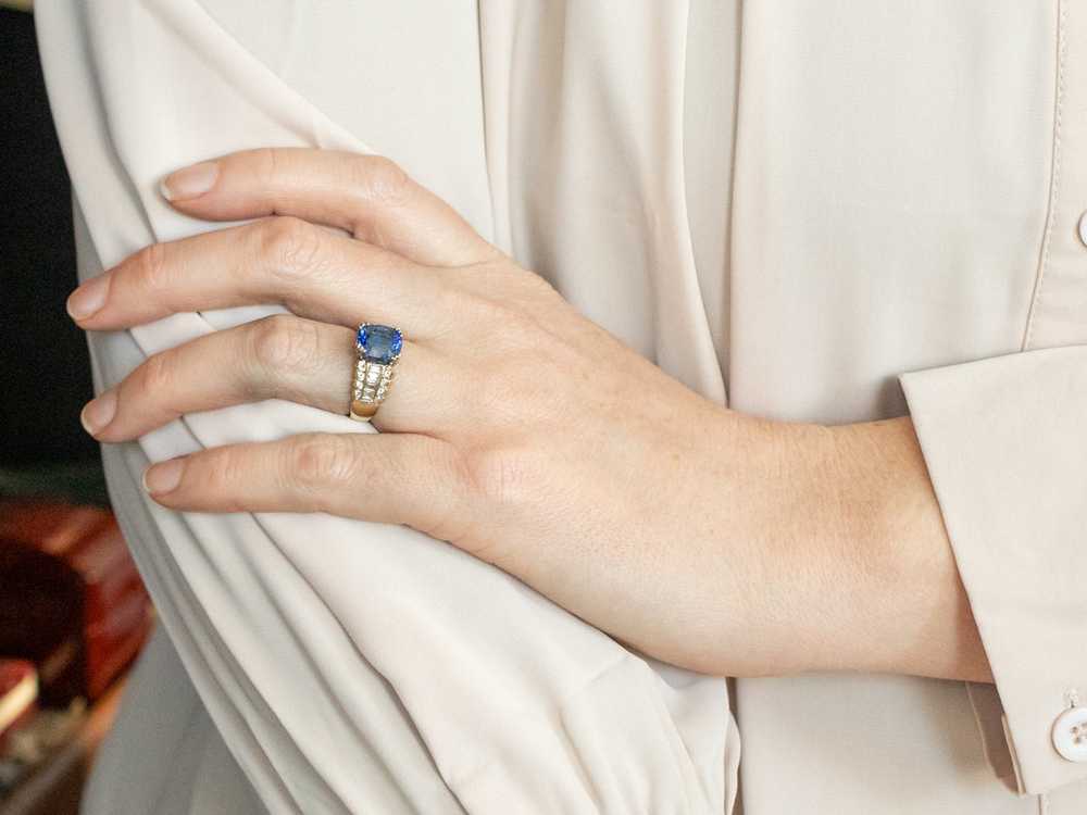 Modern Sapphire and Diamond Anniversary Ring - image 4