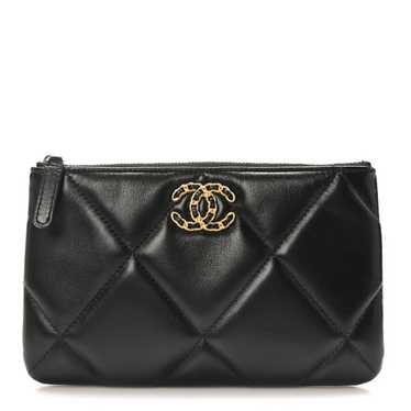 CHANEL Lambskin Quilted Small Chanel 19 Pouch Bla… - image 1