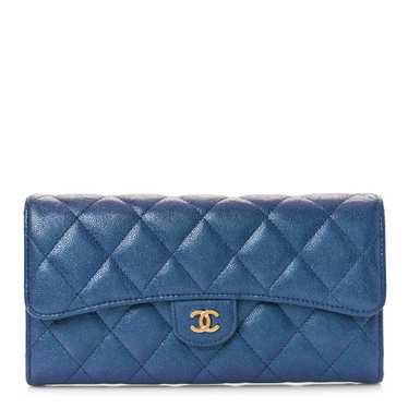 CHANEL Iridescent Caviar Quilted Large Gusset Fla… - image 1