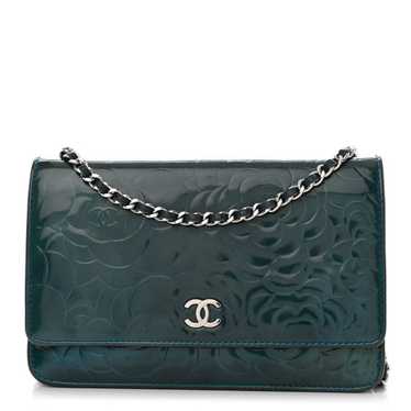 CHANEL Patent Camellia Wallet on Chain WOC Royal … - image 1