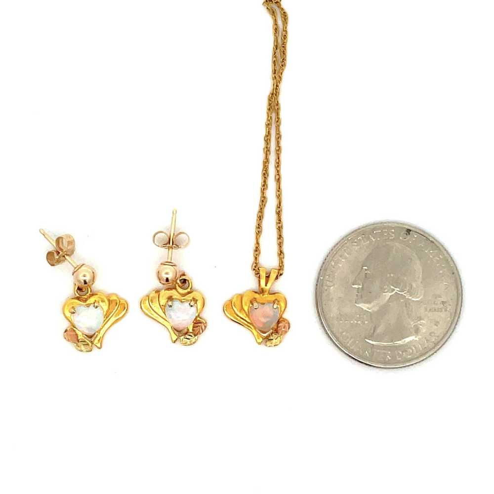 10K Black Hills Gold Landstrom Heart Opal Earring… - image 12