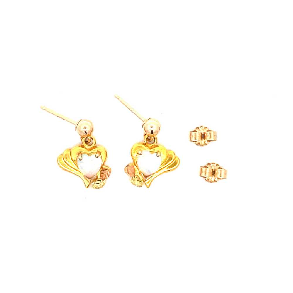 10K Black Hills Gold Landstrom Heart Opal Earring… - image 5
