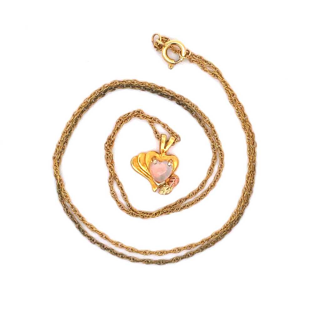 10K Black Hills Gold Landstrom Heart Opal Earring… - image 6