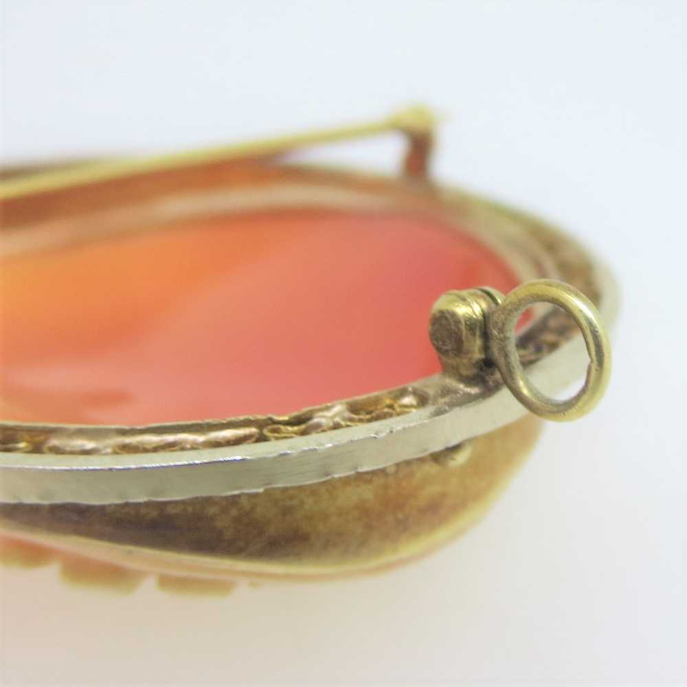 Antique Vintage 14k Yellow Gold Large Oval Carved… - image 11